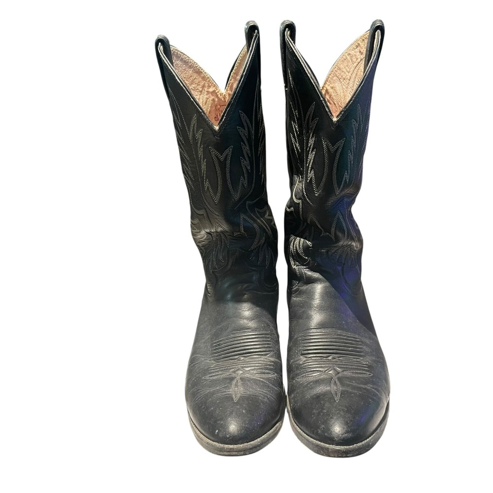 Justin Boots Black Western Cowboy Boots - Picture 6 of 9